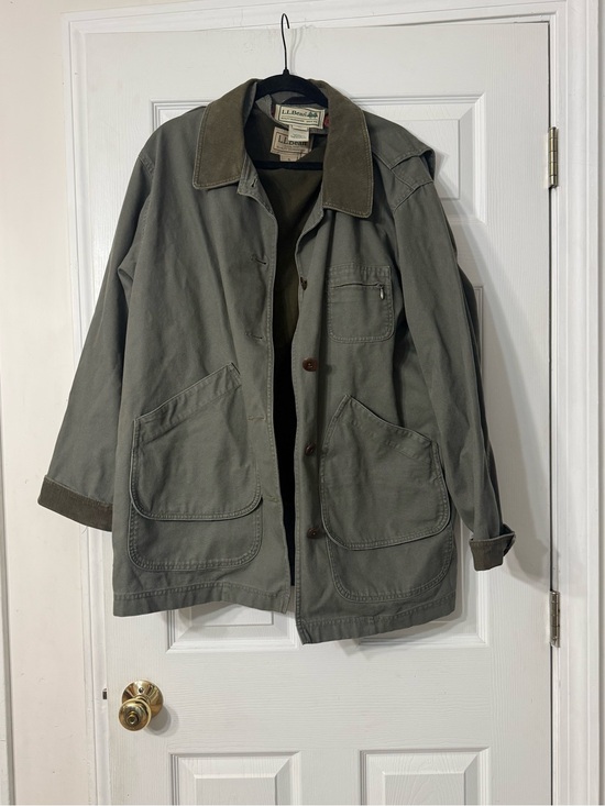 L.L. Bean Jackets & Blazers - Vintage L.L.Bean Women’s Barn Coat Field Jacket Olive Green Cotton Chore Coat XL
